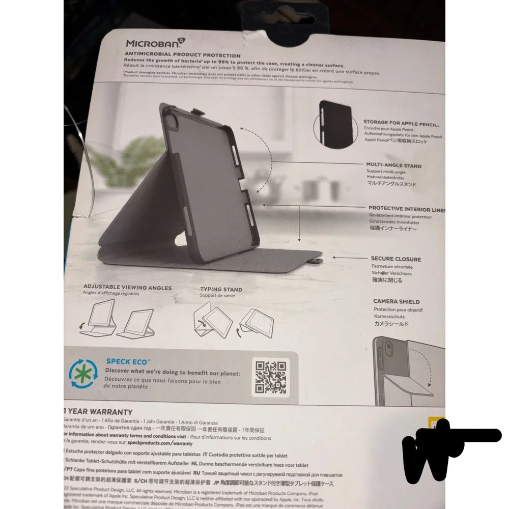 Speck Balance Folio iPad 10.9 2022 Case Black 4ft Drop Protection Microban